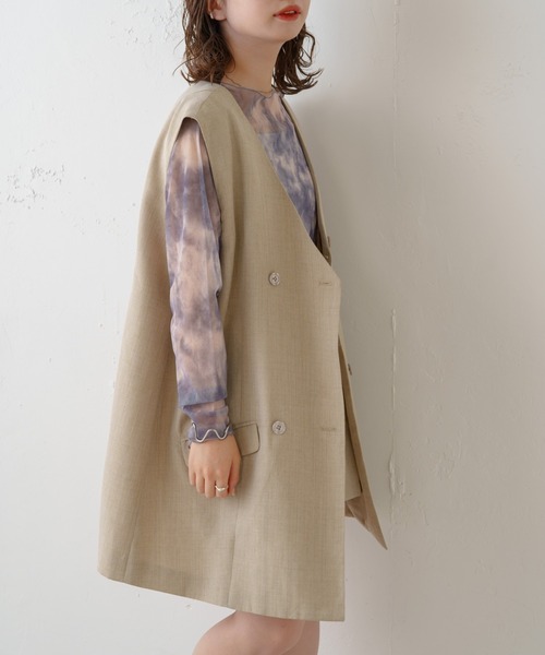 Kastane(カスタネ)の「【新色追加】シアータイダイキャミ付きインナー(シャツ/ブラウス・レディース・ピンク/グレー・FREE)」の6枚目の写真