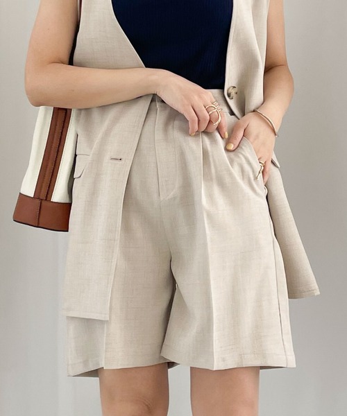 archives（アルシーヴ）の「リネン風ハーフパンツ（その他パンツ・レディース・ブラック/ベージュ/イエロー/グリーン・MEDIUM）」の3枚目の写真