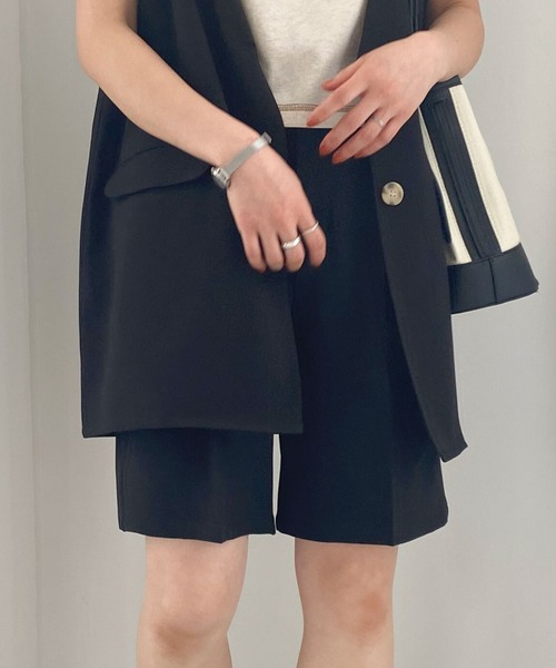 archives（アルシーヴ）の「リネン風ハーフパンツ（その他パンツ・レディース・ブラック/ベージュ/イエロー/グリーン・MEDIUM）」の2枚目の写真