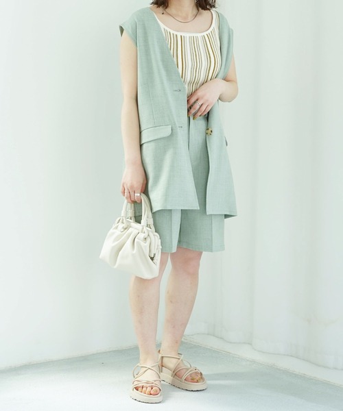 archives（アルシーヴ）の「リネン風ハーフパンツ（その他パンツ・レディース・ブラック/ベージュ/イエロー/グリーン・MEDIUM）」の9枚目の写真