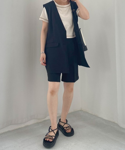 archives（アルシーヴ）の「リネン風ハーフパンツ（その他パンツ・レディース・ブラック/ベージュ/イエロー/グリーン・MEDIUM）」の21枚目の写真