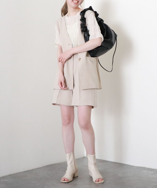 archives（アルシーヴ）の「リネン風ハーフパンツ（その他パンツ・レディース・ブラック/ベージュ/イエロー/グリーン・MEDIUM）」の8枚目の写真