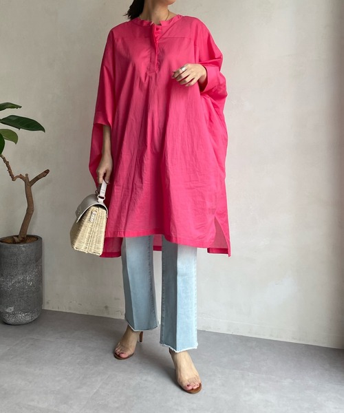 DouDou（ドゥドゥ）の「【WEB限定】バックギャザーオーバーシャツ（シャツ/ブラウス・レディース・オフホワイト/ピンク/オレンジ・FREE）」の19枚目の写真