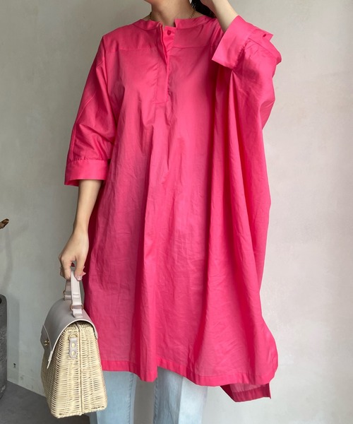 DouDou（ドゥドゥ）の「【WEB限定】バックギャザーオーバーシャツ（シャツ/ブラウス・レディース・オフホワイト/ピンク/オレンジ・FREE）」の11枚目の写真