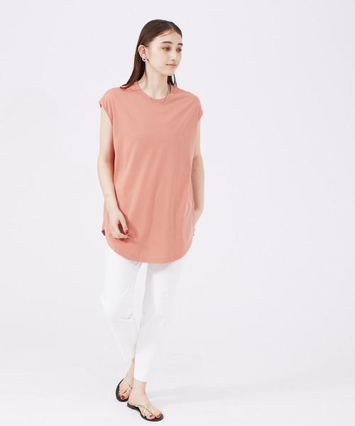 qualite（カリテ）の「コットンフレンチスリーブカットソー（Tシャツ/カットソー・レディース・オフホワイト/グリーン/ブラック/サーモンピンク・36/38）」の19枚目の写真