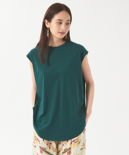 qualite（カリテ）の「コットンフレンチスリーブカットソー（Tシャツ/カットソー・レディース・オフホワイト/グリーン/ブラック/サーモンピンク・36/38）」の18枚目の写真