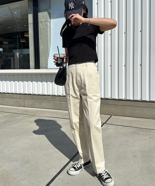 andme（アンドミー）の「コットンセンタープレスベイカーパンツ（その他パンツ・レディース・ブラック/ベージュ/ネイビー/カーキ/ホワイト/チャコールグレー/キナリ/ブラウン・S/M/L）」の21枚目の写真