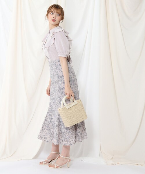 couture brooch（クチュールブローチ）の「◆マルチWAY仕様/大人フェミニンに着こなす。リボンフリルブラウス（シャツ/ブラウス・レディース・ブラック/サンドベージュ/ベビーピンク・38/40）」の12枚目の写真