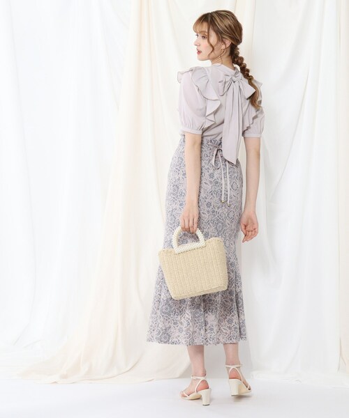 couture brooch（クチュールブローチ）の「◆マルチWAY仕様/大人フェミニンに着こなす。リボンフリルブラウス（シャツ/ブラウス・レディース・ブラック/サンドベージュ/ベビーピンク・38/40）」の13枚目の写真