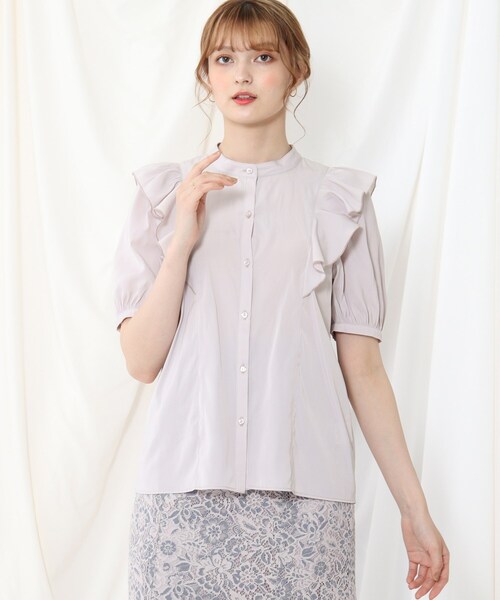 couture brooch（クチュールブローチ）の「◆マルチWAY仕様/大人フェミニンに着こなす。リボンフリルブラウス（シャツ/ブラウス・レディース・ブラック/サンドベージュ/ベビーピンク・38/40）」の18枚目の写真