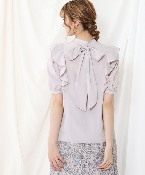 couture brooch（クチュールブローチ）の「◆マルチWAY仕様/大人フェミニンに着こなす。リボンフリルブラウス（シャツ/ブラウス・レディース・ブラック/サンドベージュ/ベビーピンク・38/40）」の20枚目の写真