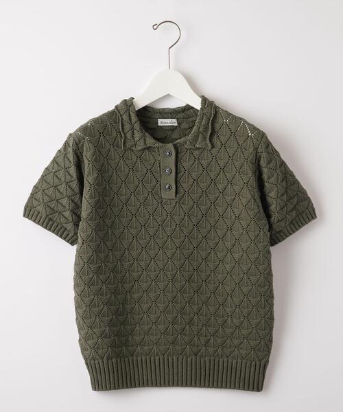 steven alan ルーズフィット ニットセーター オリーブ Steven Alan（スティーブンアラン）の「＜Steven Alan＞EYELET COTTON