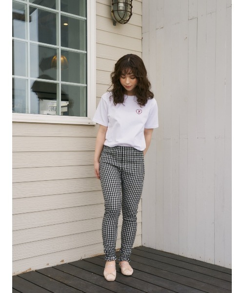 MIRO AMURETTE（ミロアミュレット）の「gingham check pagins/ギンガムチェックレギンス（その他パンツ・レディース・ブラック×ホワイト/ピンク・FREE）」の3枚目の写真