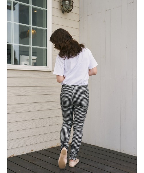 MIRO AMURETTE（ミロアミュレット）の「gingham check pagins/ギンガムチェックレギンス（その他パンツ・レディース・ブラック×ホワイト/ピンク・FREE）」の5枚目の写真