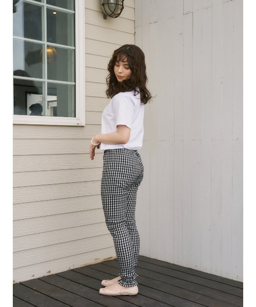 MIRO AMURETTE（ミロアミュレット）の「gingham check pagins/ギンガムチェックレギンス（その他パンツ・レディース・ブラック×ホワイト/ピンク・FREE）」の4枚目の写真