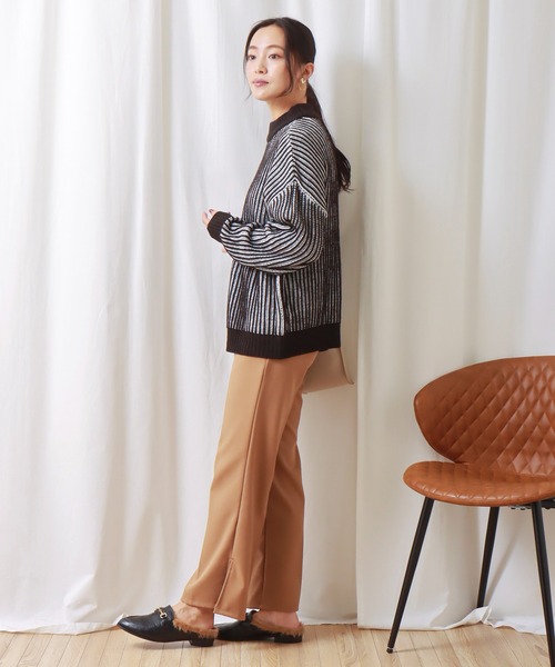 libelle more(リベル モア)の「ストライプ柄オーバーニット(ニット/セーター・レディース・ブラック/オリーブ/オレンジ/ライトベージュ・M/L)」の20枚目の写真