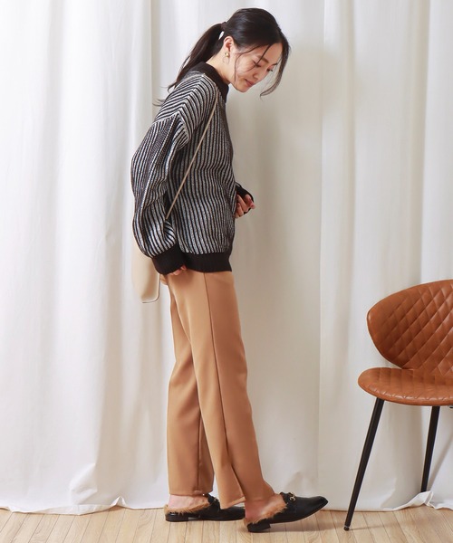 libelle more(リベル モア)の「ストライプ柄オーバーニット(ニット/セーター・レディース・ブラック/オリーブ/オレンジ/ライトベージュ・M/L)」の21枚目の写真