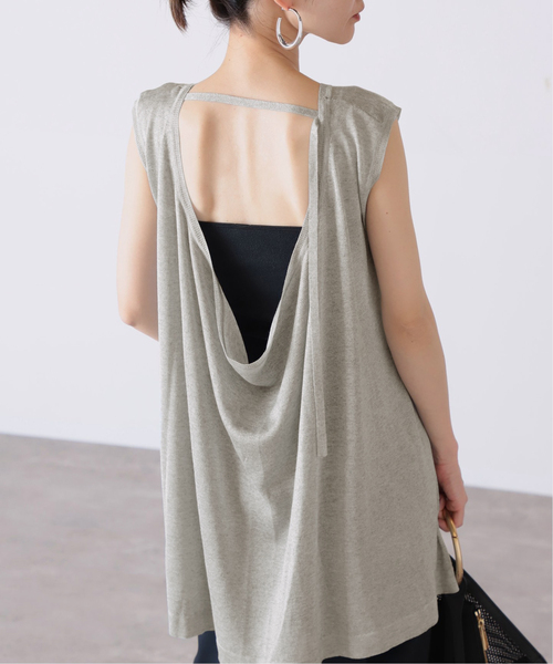 VERMEIL par iena(ヴェルメイユパーイエナ)の「【ESLOW/エスロー】バックドレープセーター◆(ニット/セーター・レディース・ブラック/サックスブルー・FREE)」の2枚目の写真