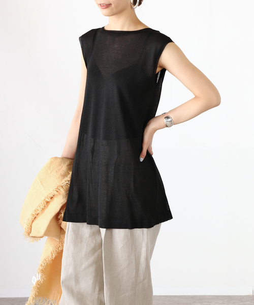 VERMEIL par iena(ヴェルメイユパーイエナ)の「【ESLOW/エスロー】バックドレープセーター◆(ニット/セーター・レディース・ブラック/サックスブルー・FREE)」の1枚目の写真