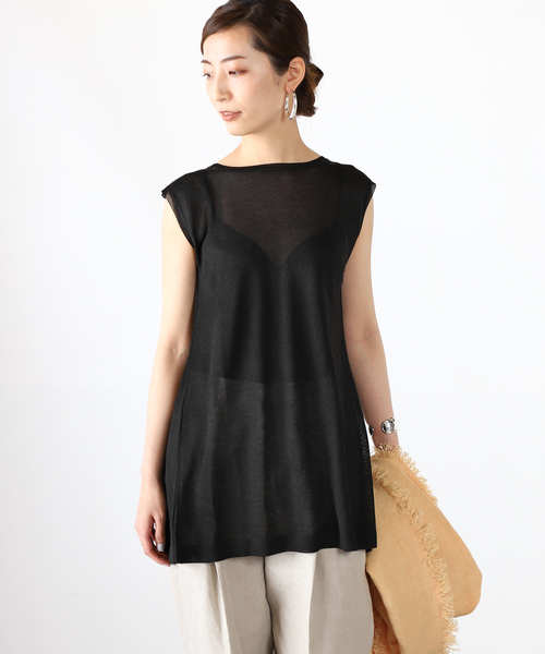 VERMEIL par iena(ヴェルメイユパーイエナ)の「【ESLOW/エスロー】バックドレープセーター◆(ニット/セーター・レディース・ブラック/サックスブルー・FREE)」の6枚目の写真
