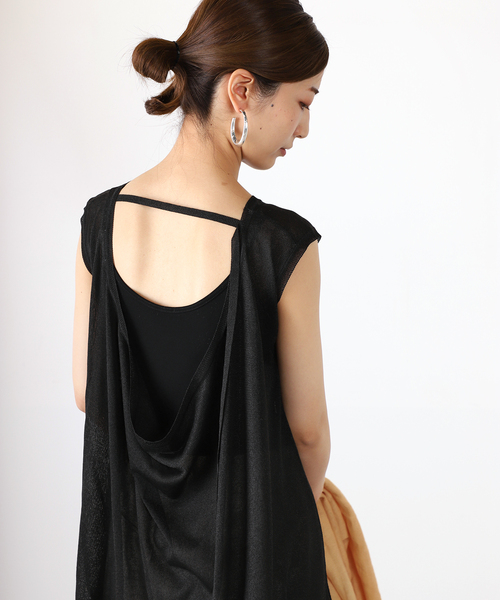 VERMEIL par iena(ヴェルメイユパーイエナ)の「【ESLOW/エスロー】バックドレープセーター◆(ニット/セーター・レディース・ブラック/サックスブルー・FREE)」の8枚目の写真