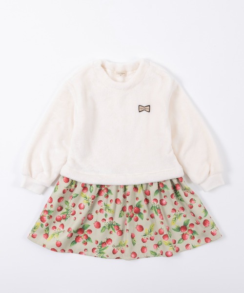 trois lapins kp（トロワラパンケーピー）の「シャギーフリースドッキングワンピース(100～130cm)（ワンピース・キッズ・オフホワイト・120cm/110cm/100cm/130cm）」の6枚目の写真