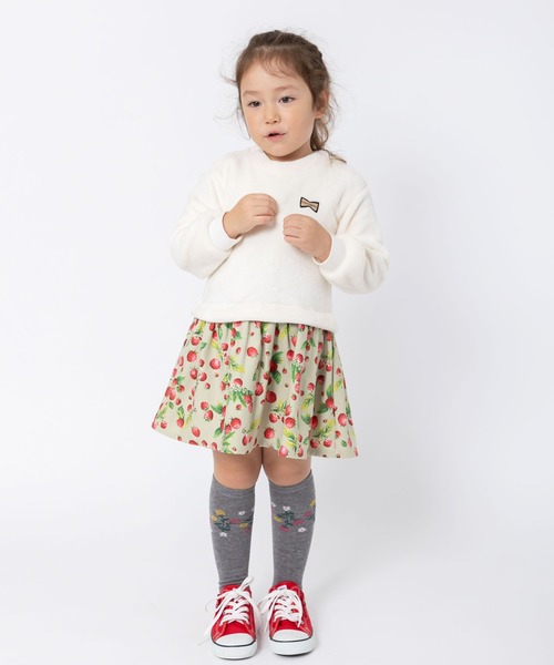 trois lapins kp（トロワラパンケーピー）の「シャギーフリースドッキングワンピース(100～130cm)（ワンピース・キッズ・オフホワイト・120cm/110cm/100cm/130cm）」の4枚目の写真
