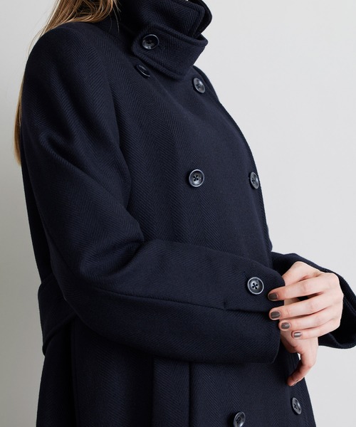 NOISE MAKER(ノイズメーカー)の「2WAYスタンドカラーロングコート【ヘリンボン】(その他アウター・レディース・ネイビー・38/36/34)」の11枚目の写真