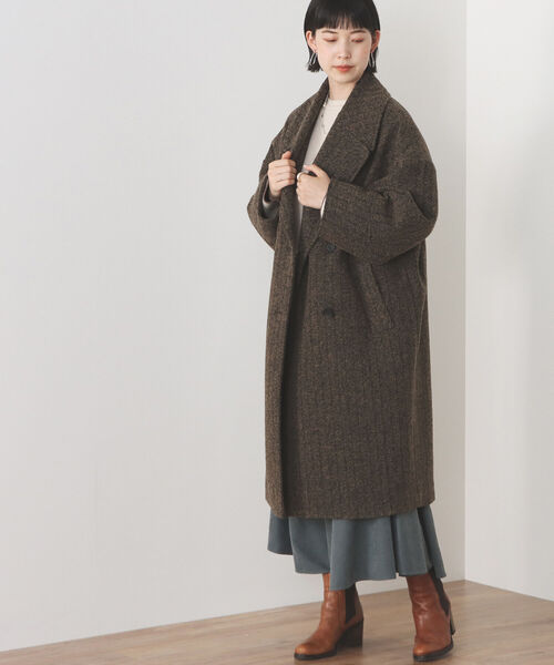 ブラウン ヘリンボーン チェスターコート Mila Owen（ミラオーウェン）の「ヘリンボーンチェスターコート