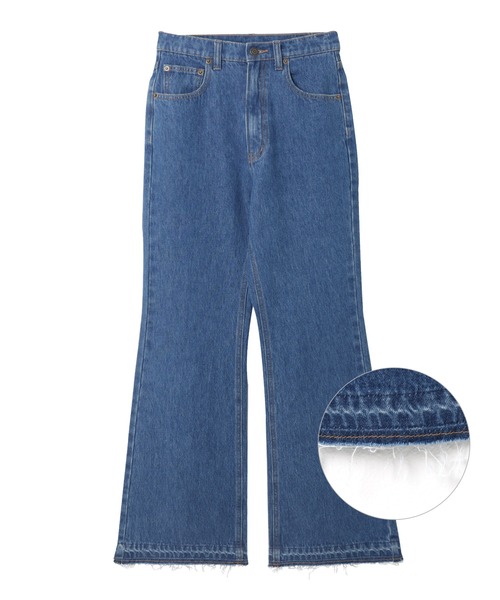 andme（アンドミー）の「裾フリンジデニムフレアパンツ（デニムパンツ・レディース・ブラック/サックスブルー/ブルー・M/L）」の8枚目の写真