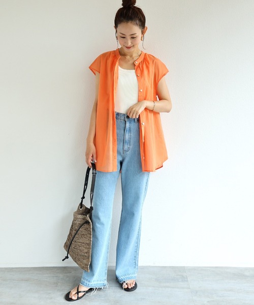 andme（アンドミー）の「裾フリンジデニムフレアパンツ（デニムパンツ・レディース・ブラック/サックスブルー/ブルー・M/L）」の22枚目の写真