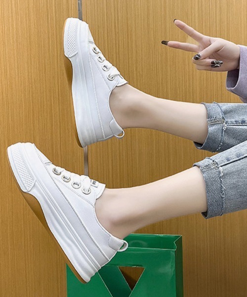 Futier land（フューティアランド）の「ミニマル厚底スニーカー（スニーカー・レディース・ホワイト/ブラック・35/36/37/38/39/40）」の5枚目の写真