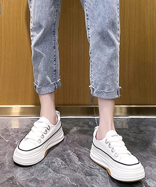 Futier land（フューティアランド）の「ミニマル厚底スニーカー（スニーカー・レディース・ホワイト/ブラック・35/36/37/38/39/40）」の3枚目の写真