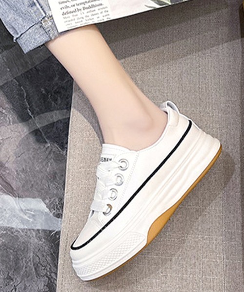 Futier land（フューティアランド）の「ミニマル厚底スニーカー（スニーカー・レディース・ホワイト/ブラック・35/36/37/38/39/40）」の14枚目の写真