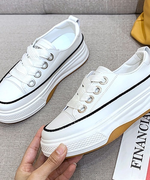 Futier land（フューティアランド）の「ミニマル厚底スニーカー（スニーカー・レディース・ホワイト/ブラック・35/36/37/38/39/40）」の6枚目の写真