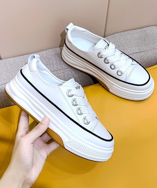 Futier land（フューティアランド）の「ミニマル厚底スニーカー（スニーカー・レディース・ホワイト/ブラック・35/36/37/38/39/40）」の12枚目の写真