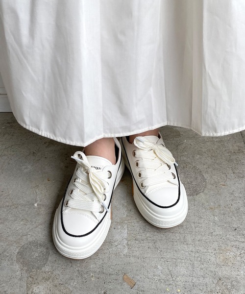 Futier land（フューティアランド）の「ミニマル厚底スニーカー（スニーカー・レディース・ホワイト/ブラック・35/36/37/38/39/40）」の17枚目の写真