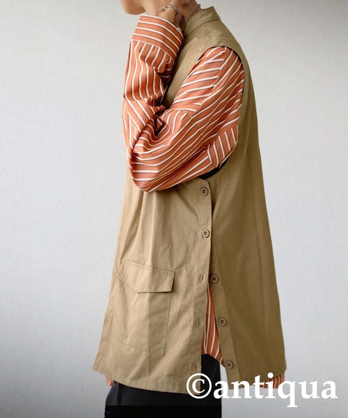 antiqua（アンティカ）の「サイドボタンベスト（ベスト・レディース・ブラック/ベージュ/カーキ・FREE）」の11枚目の写真