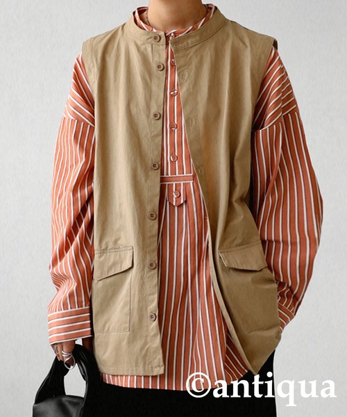 antiqua（アンティカ）の「サイドボタンベスト（ベスト・レディース・ブラック/ベージュ/カーキ・FREE）」の12枚目の写真