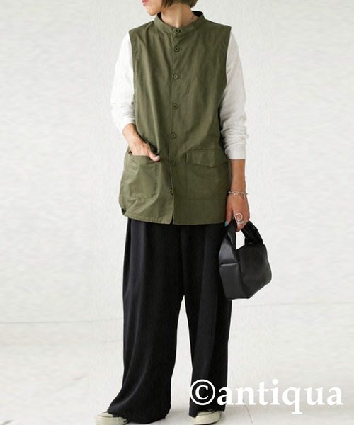 antiqua（アンティカ）の「サイドボタンベスト（ベスト・レディース・ブラック/ベージュ/カーキ・FREE）」の15枚目の写真