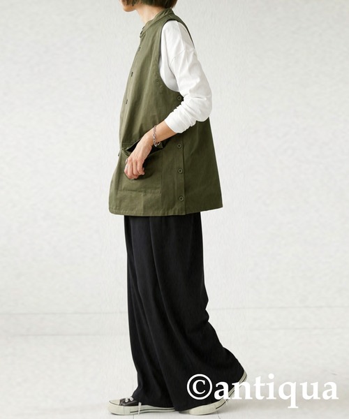 antiqua（アンティカ）の「サイドボタンベスト（ベスト・レディース・ブラック/ベージュ/カーキ・FREE）」の16枚目の写真