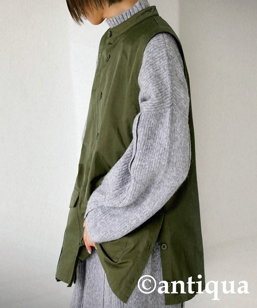 antiqua（アンティカ）の「サイドボタンベスト（ベスト・レディース・ブラック/ベージュ/カーキ・FREE）」の19枚目の写真