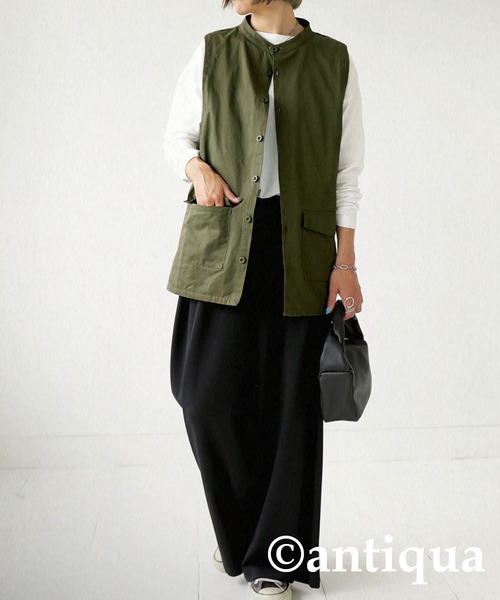 antiqua（アンティカ）の「サイドボタンベスト（ベスト・レディース・ブラック/ベージュ/カーキ・FREE）」の18枚目の写真