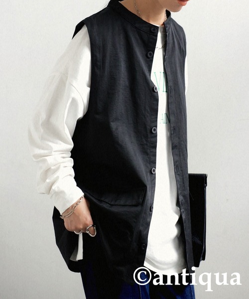 antiqua（アンティカ）の「サイドボタンベスト（ベスト・レディース・ブラック/ベージュ/カーキ・FREE）」の6枚目の写真