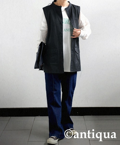 antiqua（アンティカ）の「サイドボタンベスト（ベスト・レディース・ブラック/ベージュ/カーキ・FREE）」の5枚目の写真