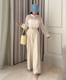 EIMY ISTOIRE | ハイウエストセンタープレスワイドパンツ(その他パンツ)