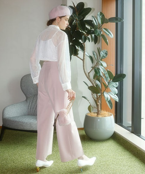 EIMY ISTOIRE（エイミーイストワール）の「ハイウエストセンタープレスワイドパンツ（その他パンツ・レディース・ブラック/ベージュ/ピンク/イエロー/ブルー/アイボリー・S/M/XS）」の16枚目の写真