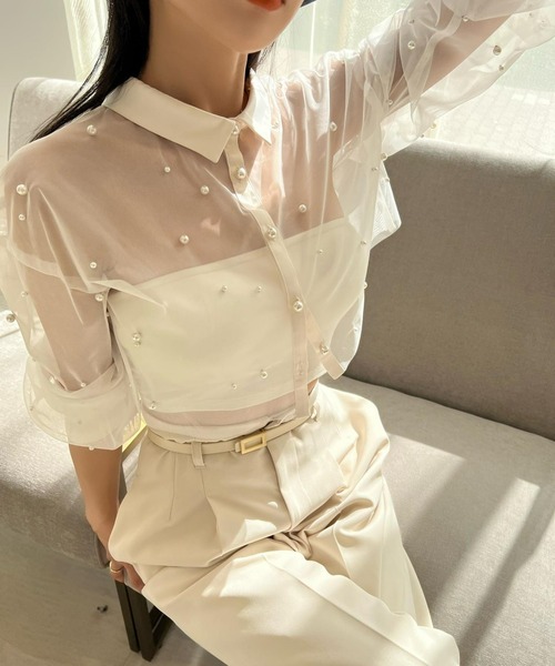 EIMY ISTOIRE（エイミーイストワール）の「ハイウエストセンタープレスワイドパンツ（その他パンツ・レディース・ブラック/ベージュ/ピンク/イエロー/ブルー/アイボリー・S/M/XS）」の17枚目の写真