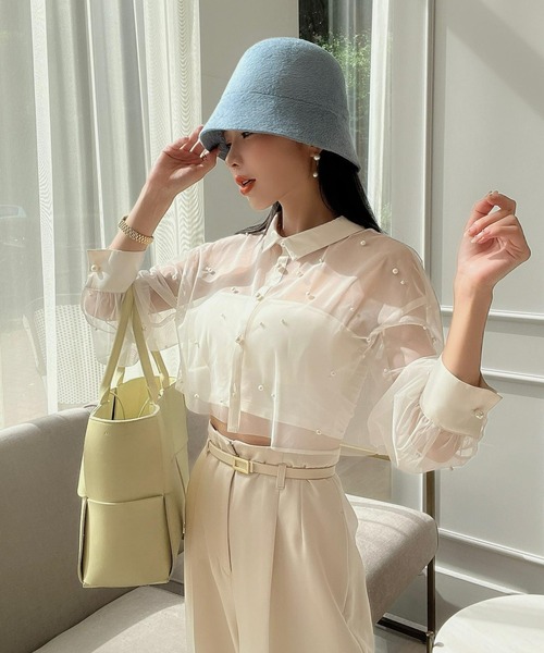 EIMY ISTOIRE（エイミーイストワール）の「ハイウエストセンタープレスワイドパンツ（その他パンツ・レディース・ブラック/ベージュ/ピンク/イエロー/ブルー/アイボリー・S/M/XS）」の14枚目の写真