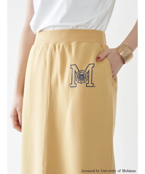 earth music&ecology（アースミュージックアンドエコロジー）の「別注 MICHIGAN ミニ裏毛タイトスカート（スカート・レディース・チャコールグレー/イエロー/ホワイト系その他・FREE）」の13枚目の写真